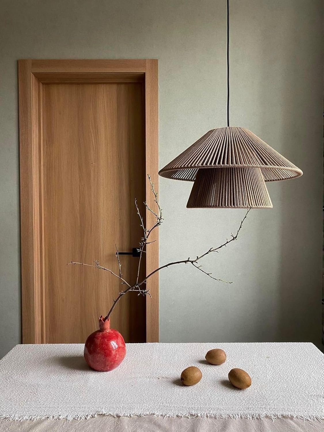 مصباح سقف معلق بتصميم مزدوج الطبقات، شكل فطري، لون بني، إضاءة ديكورية عصرية للمنزل