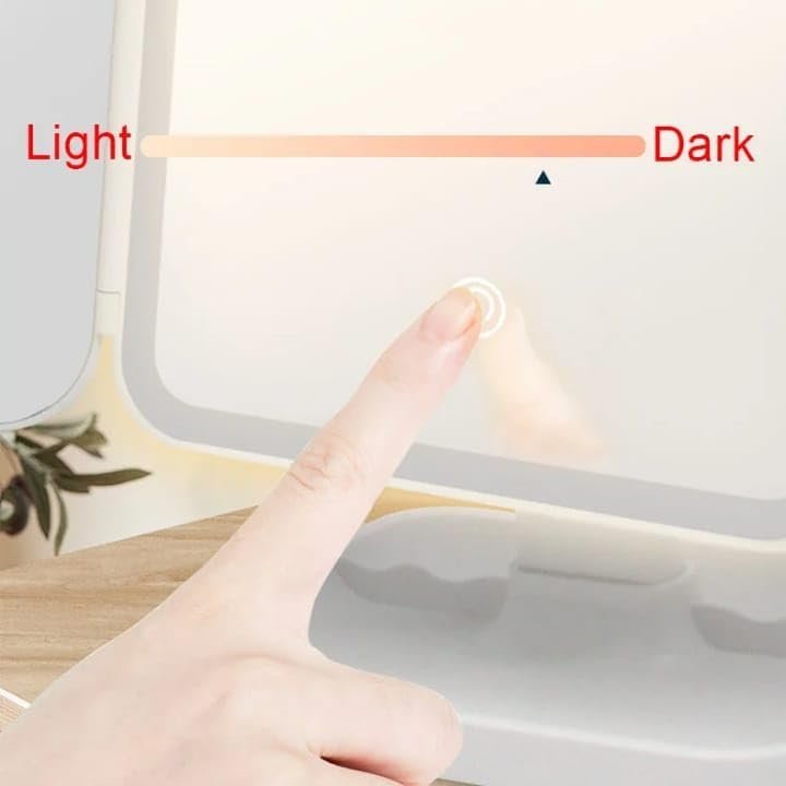مراة مكياج باضاءة LED، مراة فانيتي ثلاثية الطيات ثلاثية الجوانب، 3 اوضاع اضاءة، مراة سطح المكتب بزاوية قابلة للتعديل، مراة سفر محمولة للنساء والفتيات X-613 (ابيض) - صورة 4