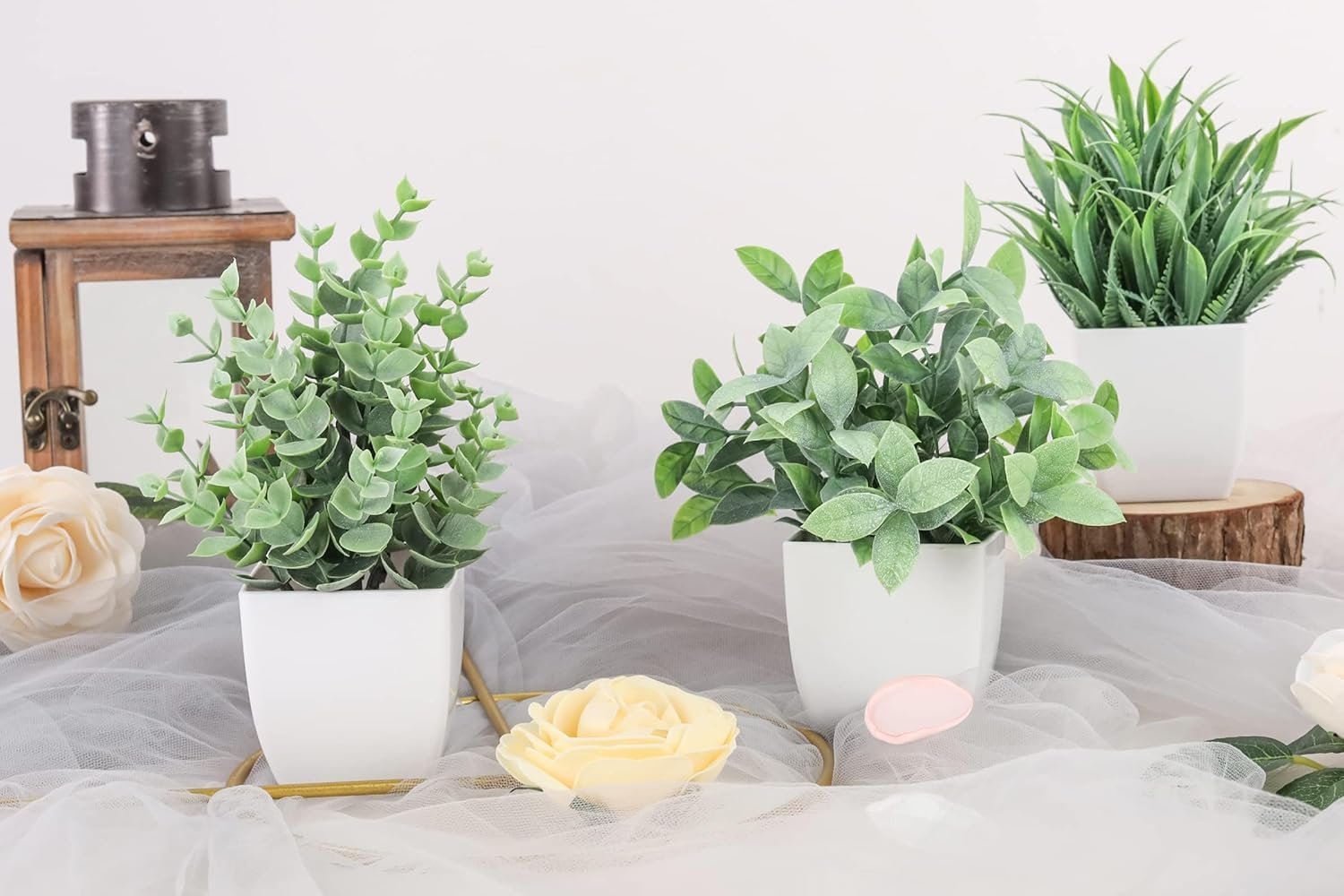 نباتات صناعية صغيرة من 6 قطع من دير روز، نباتات مزيفة اصطناعية داخلية لديكور المنزل والحمام وغرفة النوم وغرفة المعيشة - صورة 4