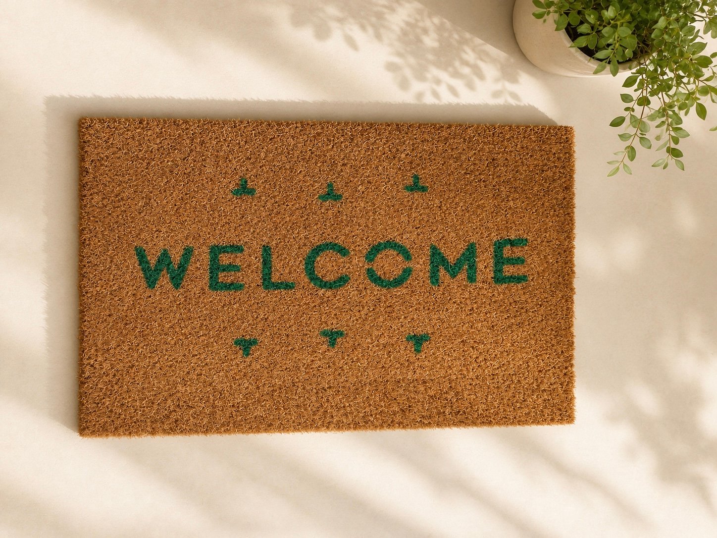 لون خيش مع كلمة Welcome باللون الأخضر