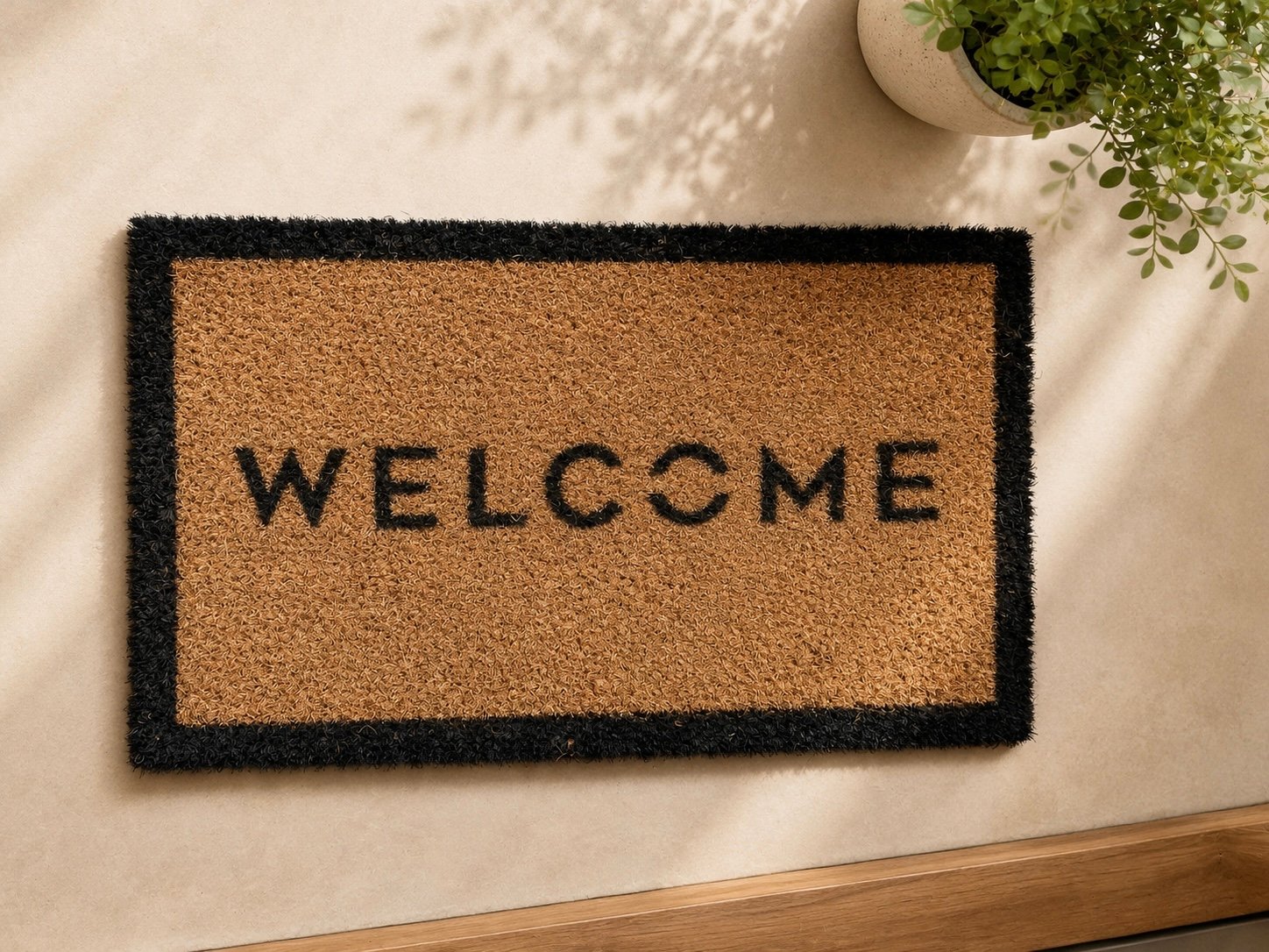 دواسة Welcome أنيقة للمدخل – إطار أسود